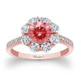 Flower Halo Lab Grown Pink Diamond Engagement Ring