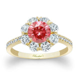 Flower Halo Lab Grown Pink Diamond Engagement Ring