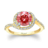 Half Halo Lab Grown Pink Diamond Engagement Ring