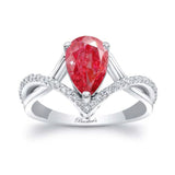Unique Pear Shaped Lab Grown Pink Diamond Engagement Ring