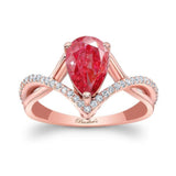 Unique Pear Shaped Lab Grown Pink Diamond Engagement Ring