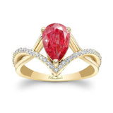 Unique Pear Shaped Lab Grown Pink Diamond Engagement Ring