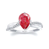 Pear Shaped Lab Grown Pink Diamond Engagement Ring With Twisted Band