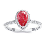 Pear Shaped Lab Grown Pink Diamond Halo Ring