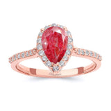 Pear Shaped Lab Grown Pink Diamond Halo Ring