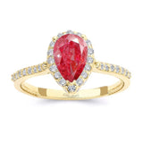 Pear Shaped Lab Grown Pink Diamond Halo Ring
