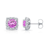 1.00ct. Cushion Pink Sapphire Halo Studs