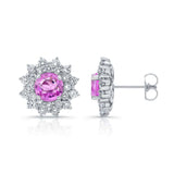 1.00ct. Double Halo Pink Sapphire Studs