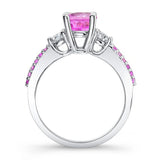 3 Stone Pink Sapphire Engagement Ring