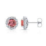 1 Carat Pink Tourmaline Halo Studs