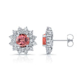 1.00ct. Double Halo Pink Tourmaline Studs