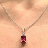 Cushion Pink Tourmaline And Diamond Necklace