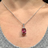 Cushion Pink Tourmaline And Diamond Necklace