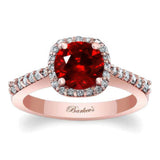 Round Ruby And Diamond Halo Ring