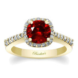 Round Ruby And Diamond Halo Ring