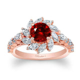 Ruby And Diamond Sunflower Engagement Ring