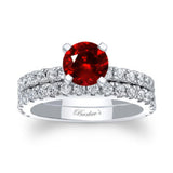 Lab Ruby And Diamond Bridal Set