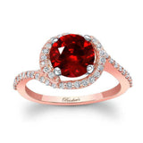 Ruby And Diamond Half Halo Engagement Ring