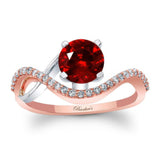 Curved Ruby And Diamond Wedding Ring