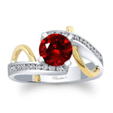 Curved Trim Lab Ruby And Diamond Engagement Ring
