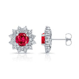 1.00ct. Double Halo Ruby Studs