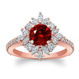 Marquise Halo Ruby And Diamond Engagement Ring