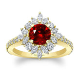 Marquise Halo Ruby And Diamond Engagement Ring