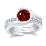 Half Bezel Ruby And Diamond Interlocking Bridal Set