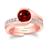 Half Bezel Ruby And Diamond Interlocking Bridal Set