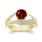 Split Shank Lab Grown Ruby And Diamond Bridal Set