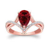 Unique Pear Shaped Ruby And Diamond Ring