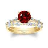 Vintage Style Lab Ruby And Diamond Wedding Ring Set