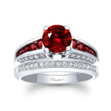 Ruby Channel Set Wedding Ring Set