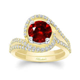 Floating Halo Ruby And Diamond Bridal Set