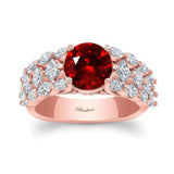 Three Row Ruby And Diamond Ring