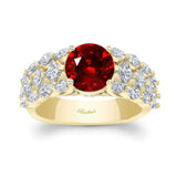 Three Row Ruby And Diamond Ring