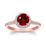 Round Halo Ruby And Diamond Ring
