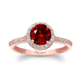 Round Halo Ruby And Diamond Ring