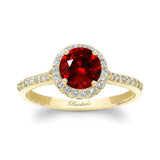 Round Halo Ruby And Diamond Ring