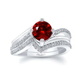 Ruby And Diamond Split Shank Wedding Set