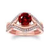 Ruby And Diamond Criss Cross Ring Set