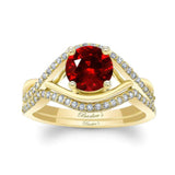 Ruby And Diamond Criss Cross Ring Set