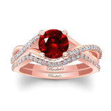 One Carat Ruby And Diamond Bridal Set
