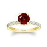 Ruby And Diamond Halo Engagement Ring