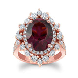 5 Carat Oval Rhodolite Ring