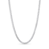 Curb Silver Chain displayed against a white background, showcasing its timeless design and durable silver links.