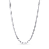 Men's Curb Silver Chain featuring flattened interlocking links for a sleek and polished look.