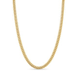 Vermeil Miami Cuban Chain exhibiting a thick interlocking design with a lustrous golden glow, perfect for layering.