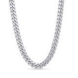 Men's Silver Miami Cuban Chain showcasing tightly interlocked links with a sleek silver finish.