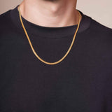 Men's Vermeil Miami Cuban Chain displayed on a model, showcasing its luxurious 18k gold vermeil and classic design.